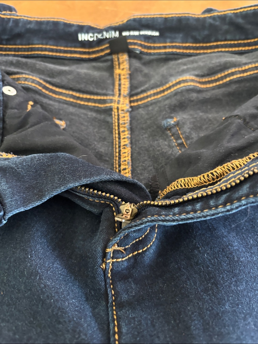 INC Denim Mid Rise Bermuda Dark Wash Jeans Size 10 - Picture 5 of 9